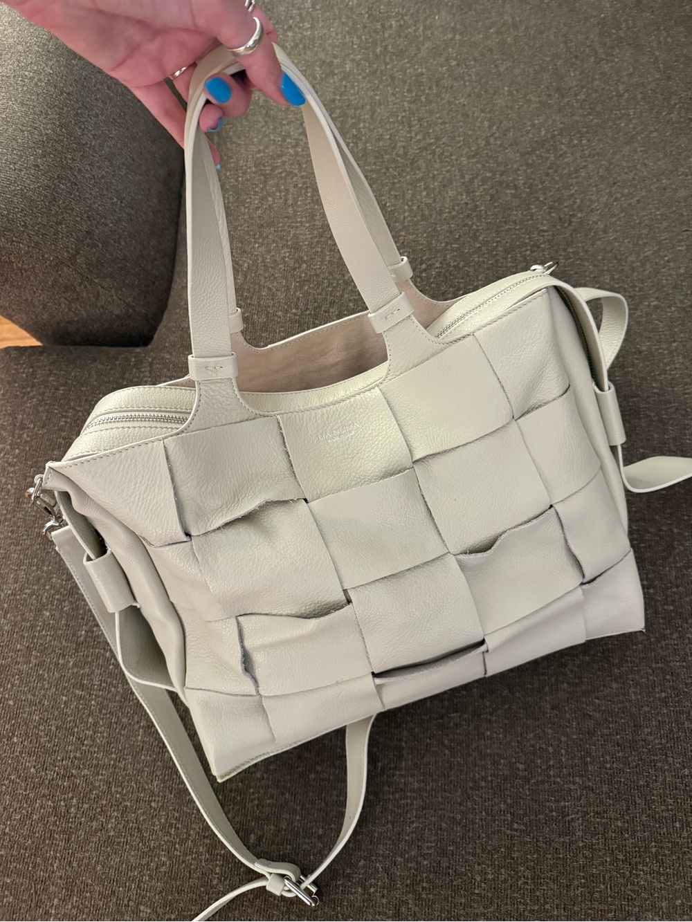 LIA NUMA woven leather carryall tote